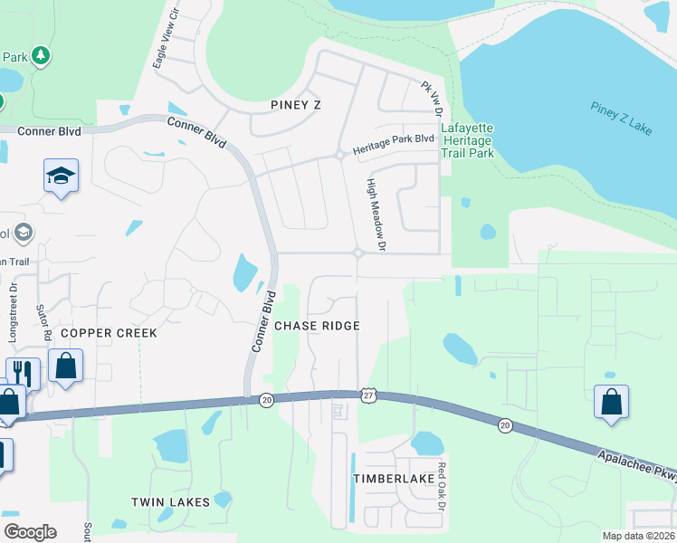 map of restaurants, bars, coffee shops, grocery stores, and more near 4771 Planters Ridge Drive in Tallahassee