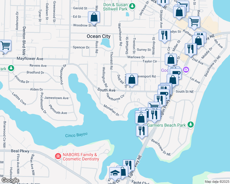map of restaurants, bars, coffee shops, grocery stores, and more near 408 South Avenue in Fort Walton Beach