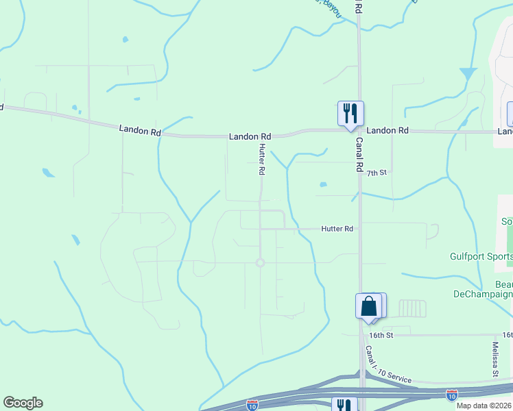 map of restaurants, bars, coffee shops, grocery stores, and more near 10406 Sweet Bay Drive in Gulfport