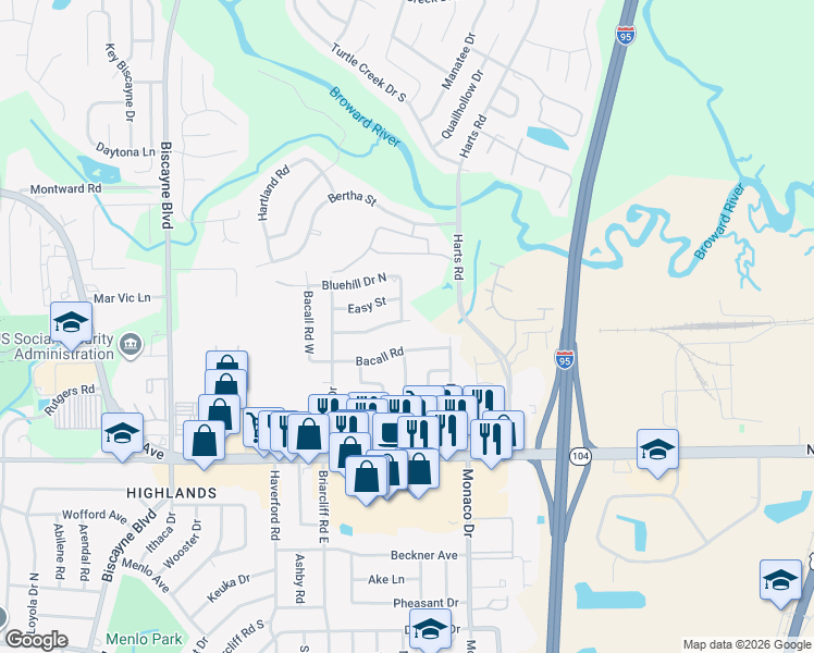 map of restaurants, bars, coffee shops, grocery stores, and more near 1010 Marblehead Road in Jacksonville