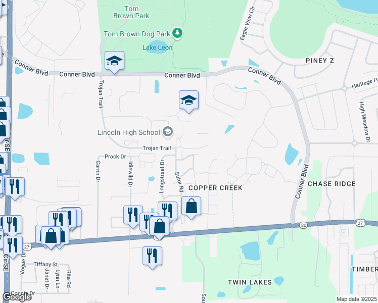 map of restaurants, bars, coffee shops, grocery stores, and more near 3718 Rock Brook Drive in Tallahassee