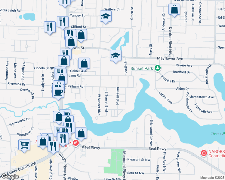 map of restaurants, bars, coffee shops, grocery stores, and more near 317 Pelham Road in Fort Walton Beach