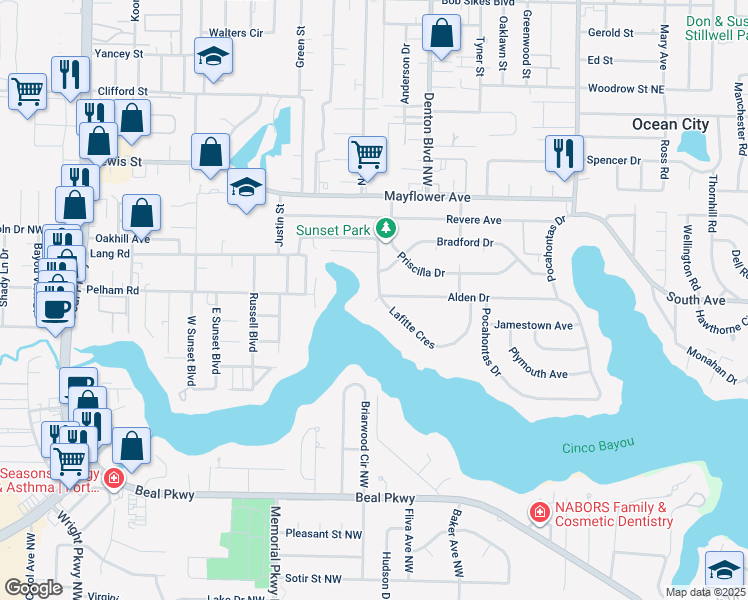 map of restaurants, bars, coffee shops, grocery stores, and more near 306 Lafitte Crescent in Fort Walton Beach