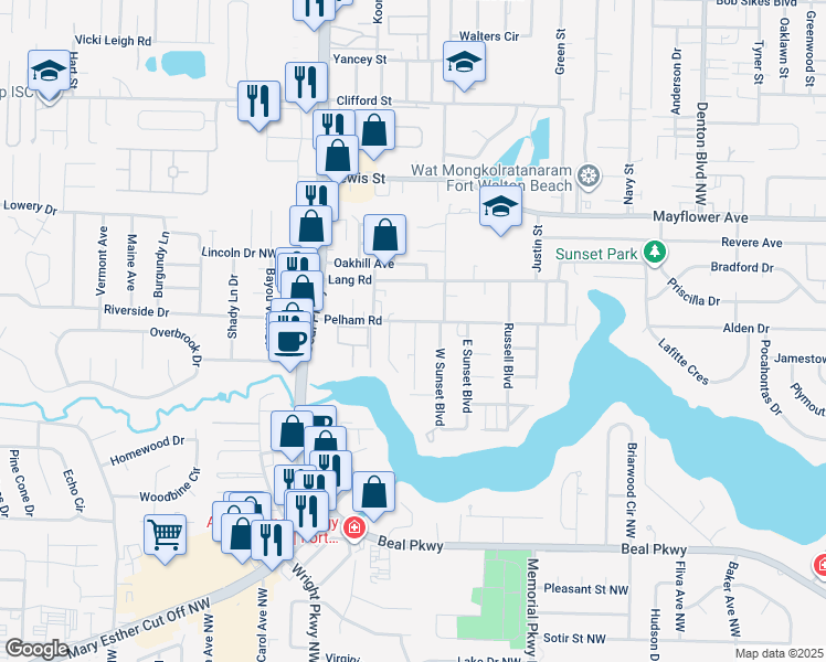 map of restaurants, bars, coffee shops, grocery stores, and more near 229 Pelham Road in Fort Walton Beach