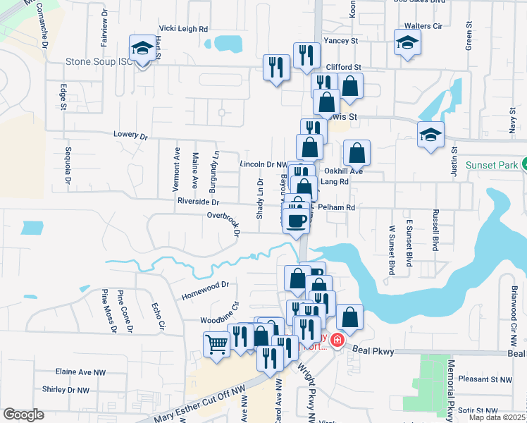 map of restaurants, bars, coffee shops, grocery stores, and more near 606 Shady Lane Drive in Fort Walton Beach