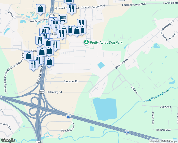 map of restaurants, bars, coffee shops, grocery stores, and more near 221 Robin Hood Drive in Covington