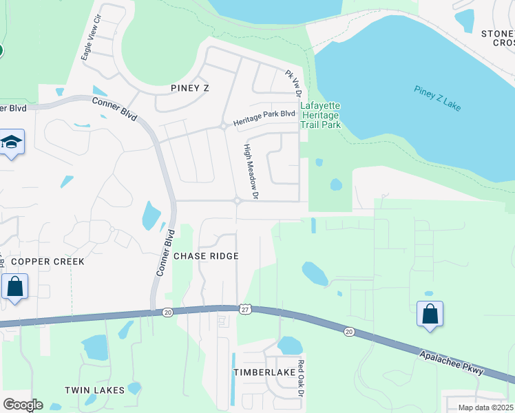 map of restaurants, bars, coffee shops, grocery stores, and more near 1174 High Meadow Drive in Tallahassee