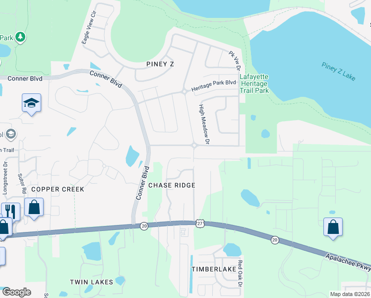 map of restaurants, bars, coffee shops, grocery stores, and more near 4771 Planters Ridge Drive in Tallahassee