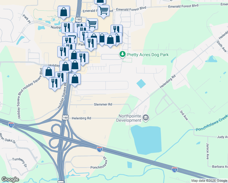 map of restaurants, bars, coffee shops, grocery stores, and more near 204 Robin Hood Drive in Covington