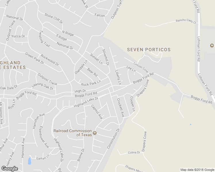 map of restaurants, bars, coffee shops, grocery stores, and more near 20206 Boggy Ford Road in Leander