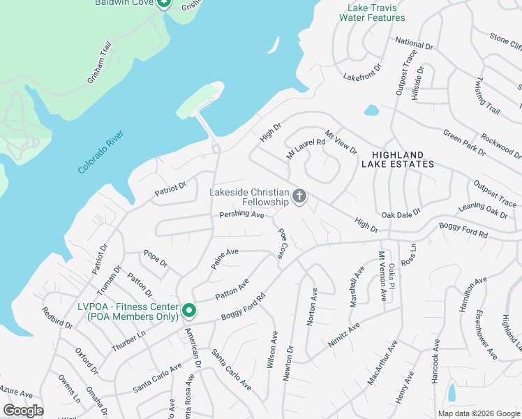 map of restaurants, bars, coffee shops, grocery stores, and more near in Lago Vista