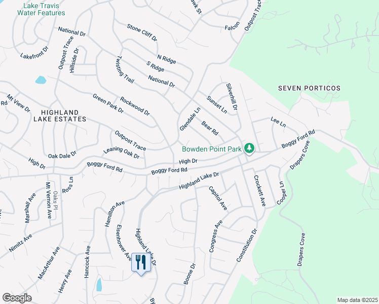 map of restaurants, bars, coffee shops, grocery stores, and more near 20415 Rock Park Circle in Leander