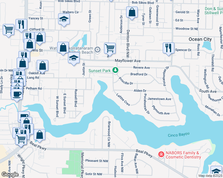 map of restaurants, bars, coffee shops, grocery stores, and more near 306 Lafitte Crescent in Fort Walton Beach