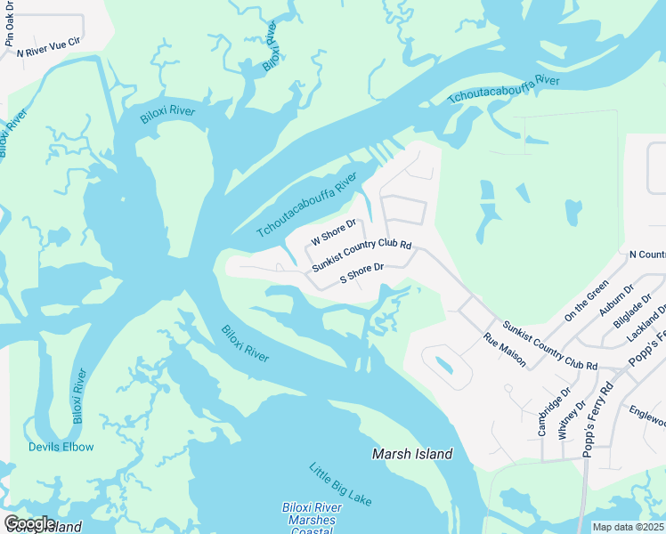 map of restaurants, bars, coffee shops, grocery stores, and more near 2479 Sunkist Country Club Road in Biloxi