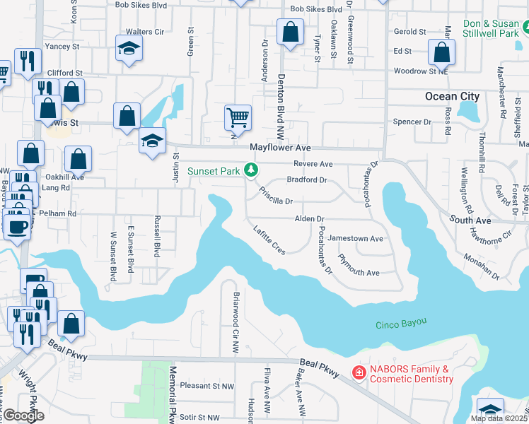 map of restaurants, bars, coffee shops, grocery stores, and more near 216 Alden Drive in Fort Walton Beach