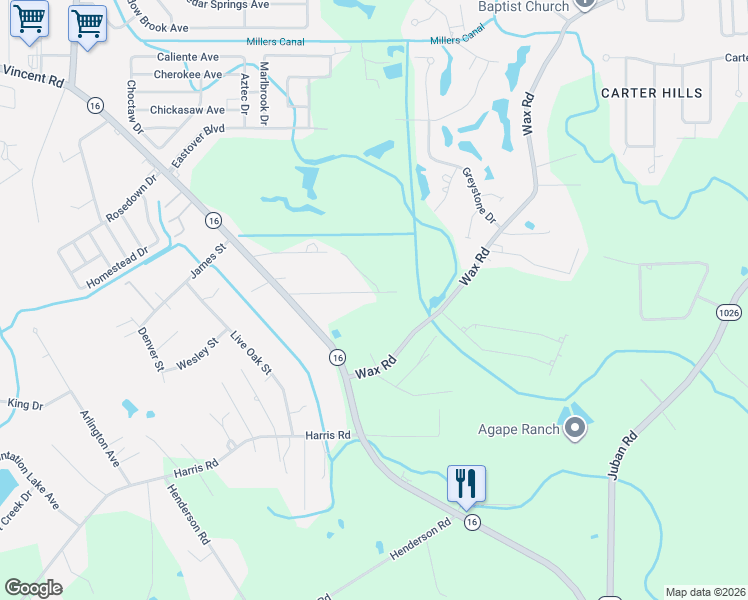 map of restaurants, bars, coffee shops, grocery stores, and more near 9260 Vidalia Lane in Denham Springs