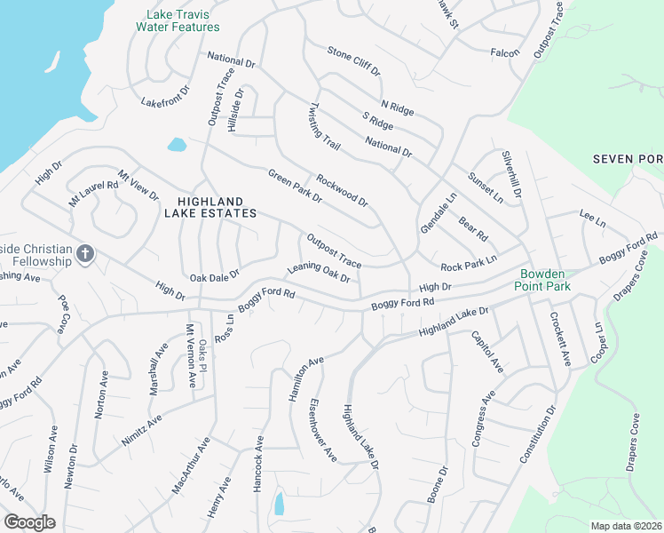 map of restaurants, bars, coffee shops, grocery stores, and more near 20706 Leaning Oak Drive in Lago Vista