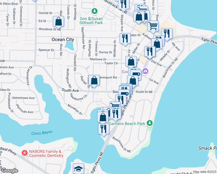 map of restaurants, bars, coffee shops, grocery stores, and more near 5 Tooke Street in Fort Walton Beach