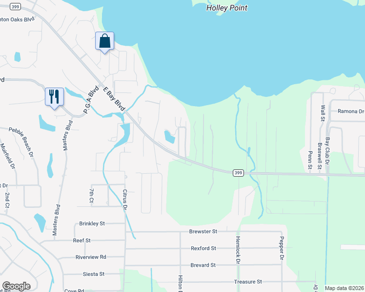 map of restaurants, bars, coffee shops, grocery stores, and more near 2721 Noah Jordan Road in Navarre