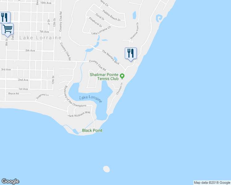 map of restaurants, bars, coffee shops, grocery stores, and more near 818 Choctaw Lane in Shalimar