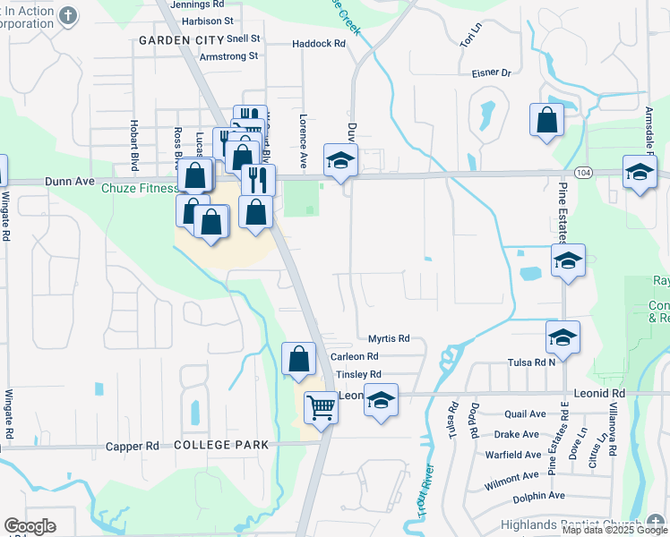 map of restaurants, bars, coffee shops, grocery stores, and more near 2841 Hidden Haven Road in Jacksonville