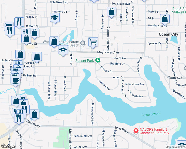 map of restaurants, bars, coffee shops, grocery stores, and more near 306 Lafitte Crescent in Fort Walton Beach
