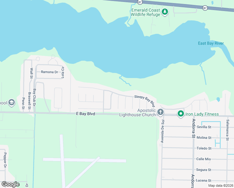map of restaurants, bars, coffee shops, grocery stores, and more near 7910 Sleepy Bay Boulevard in Navarre