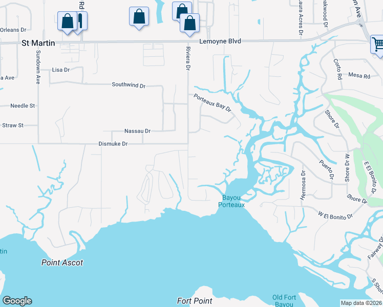 map of restaurants, bars, coffee shops, grocery stores, and more near 6600 Riviera Drive in Biloxi