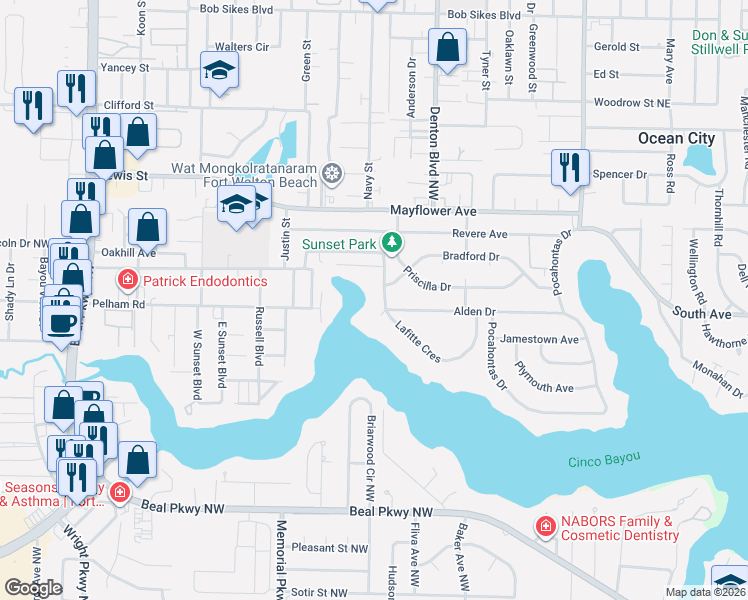 map of restaurants, bars, coffee shops, grocery stores, and more near 306 Lafitte Crescent in Fort Walton Beach