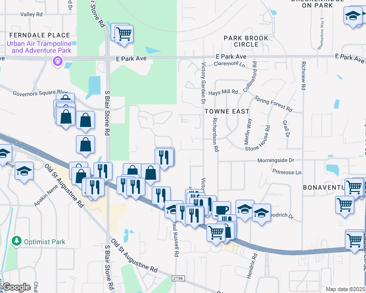 map of restaurants, bars, coffee shops, grocery stores, and more near 2310 Tina Drive in Tallahassee