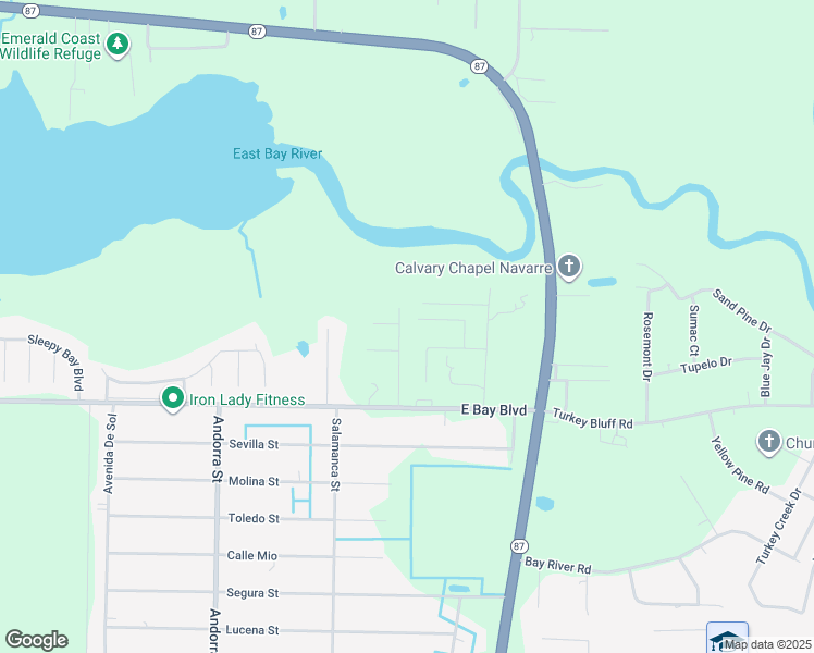 map of restaurants, bars, coffee shops, grocery stores, and more near 2766 Riverside Landing Drive in Navarre