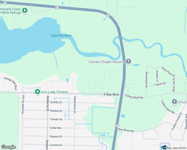 map of restaurants, bars, coffee shops, grocery stores, and more near 8227 Branch Avenue in Navarre