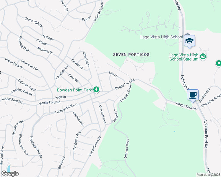 map of restaurants, bars, coffee shops, grocery stores, and more near 4300 Lindberg Lane in Leander
