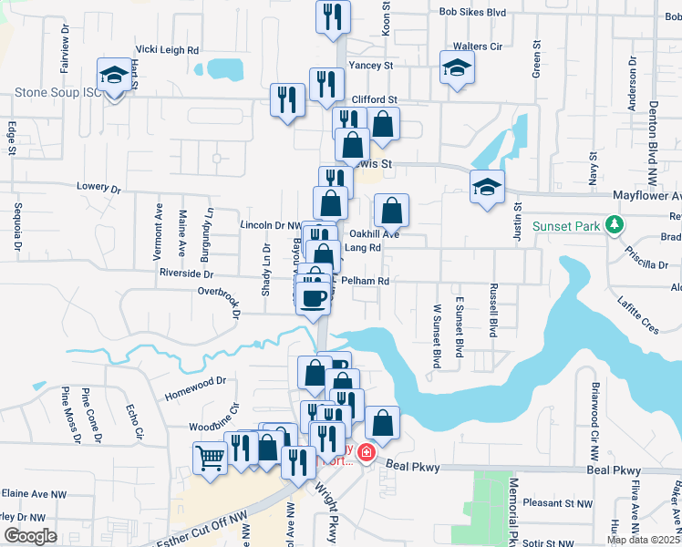 map of restaurants, bars, coffee shops, grocery stores, and more near 659 Beal Parkway Northwest in Fort Walton Beach