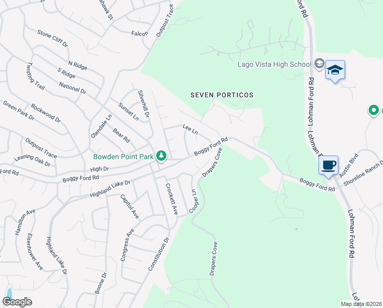 map of restaurants, bars, coffee shops, grocery stores, and more near 4300 Lindberg Lane in Leander