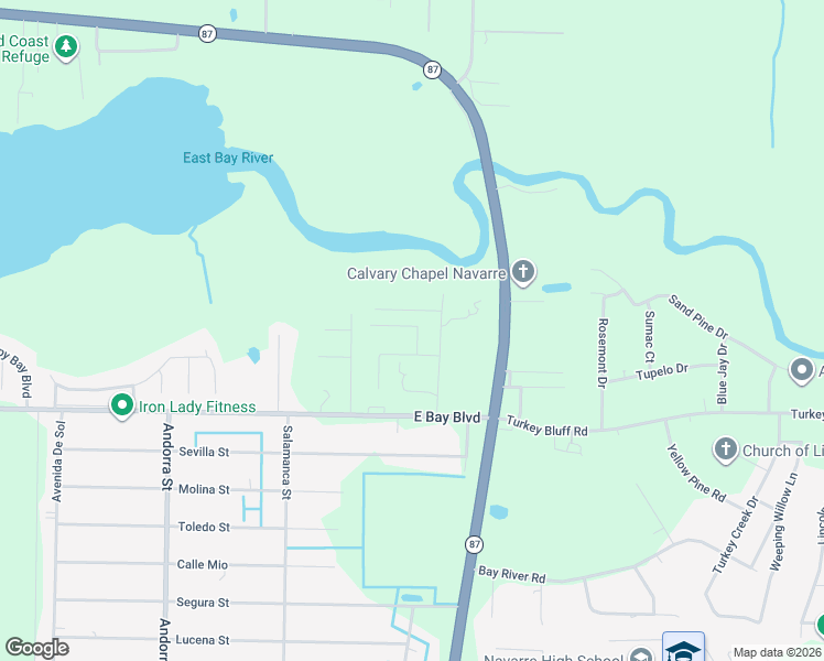 map of restaurants, bars, coffee shops, grocery stores, and more near 8265 Branch Avenue in Navarre