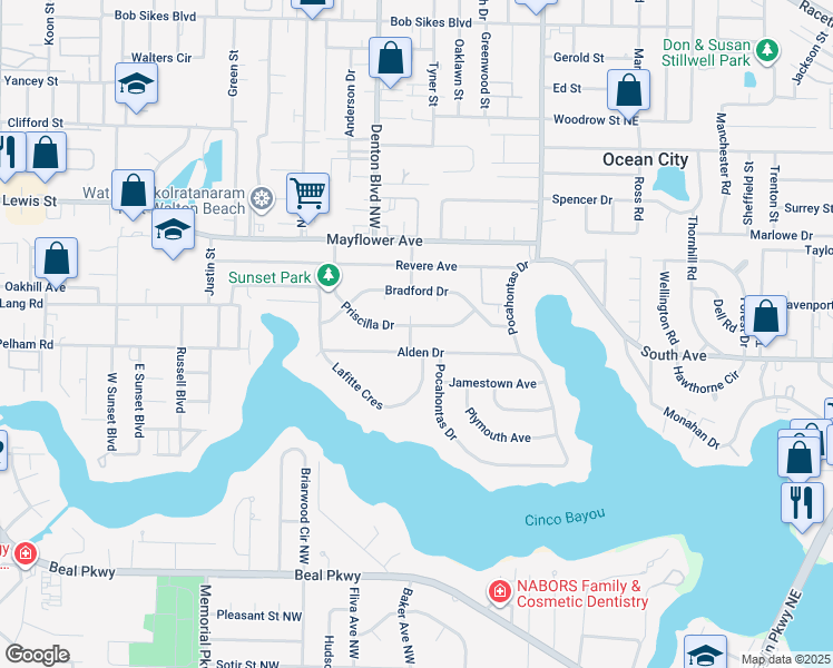 map of restaurants, bars, coffee shops, grocery stores, and more near 703 Standish Lane in Fort Walton Beach