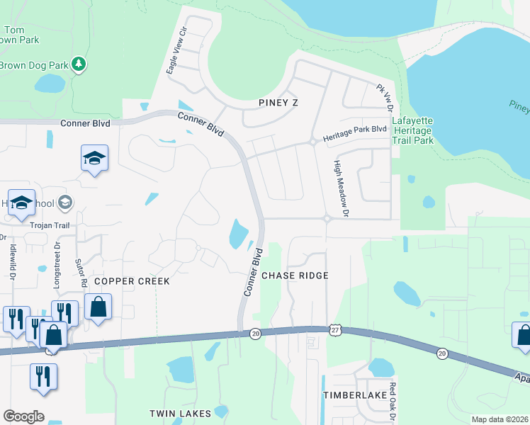 map of restaurants, bars, coffee shops, grocery stores, and more near 4702 Planters Ridge Drive in Tallahassee