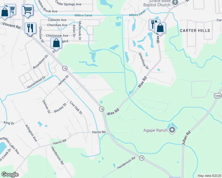 map of restaurants, bars, coffee shops, grocery stores, and more near 9260 Vidalia Lane in Denham Springs