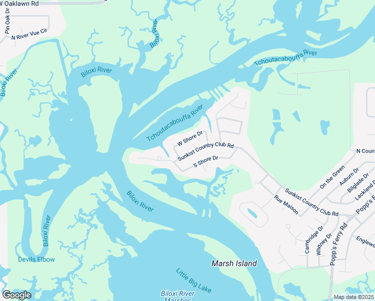 map of restaurants, bars, coffee shops, grocery stores, and more near 2479 Sunkist Country Club Road in Biloxi