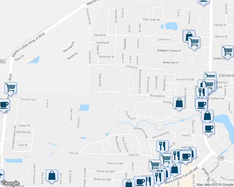 map of restaurants, bars, coffee shops, grocery stores, and more near 404 Tanglewood Drive in Fort Walton Beach