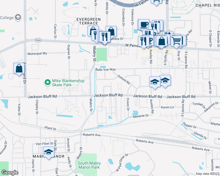 map of restaurants, bars, coffee shops, grocery stores, and more near 402 Midflow Street in Tallahassee