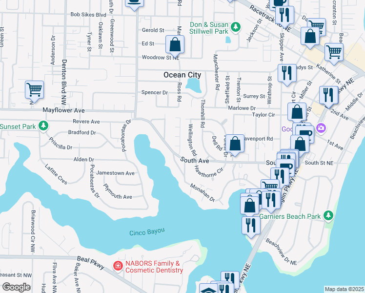 map of restaurants, bars, coffee shops, grocery stores, and more near 813 Whitrock Lane in Fort Walton Beach
