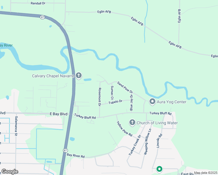 map of restaurants, bars, coffee shops, grocery stores, and more near 2769 Sumac Court in Navarre