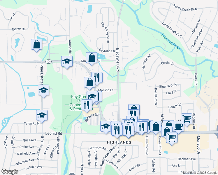 map of restaurants, bars, coffee shops, grocery stores, and more near 1552 Mar Vic Lane in Jacksonville