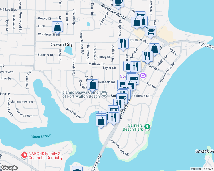 map of restaurants, bars, coffee shops, grocery stores, and more near 5 Tooke Street in Fort Walton Beach