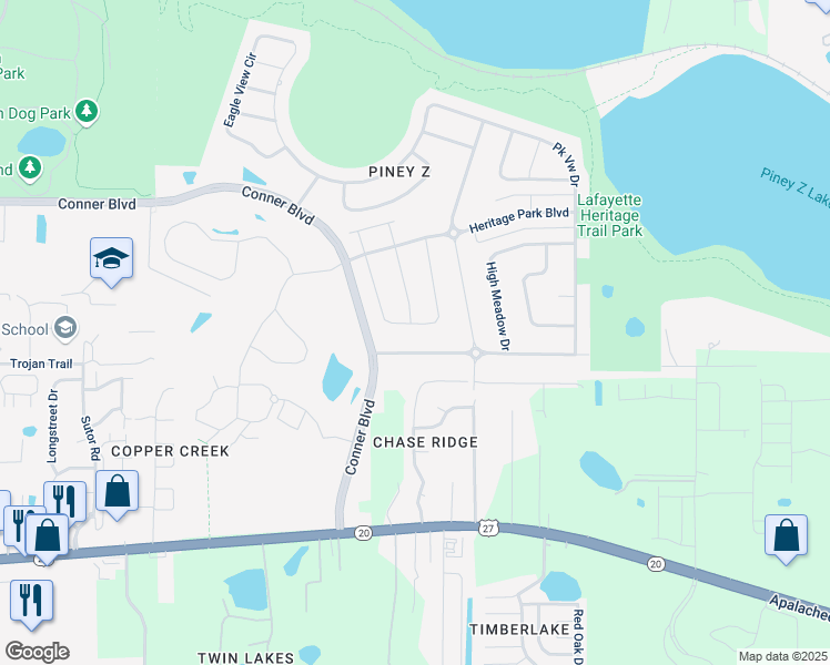 map of restaurants, bars, coffee shops, grocery stores, and more near 4738 Planters Ridge Drive in Tallahassee