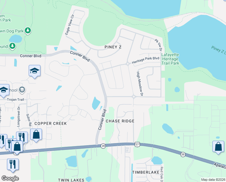 map of restaurants, bars, coffee shops, grocery stores, and more near 4738 Planters Ridge Drive in Tallahassee