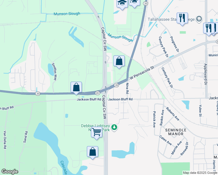 map of restaurants, bars, coffee shops, grocery stores, and more near in Leon County