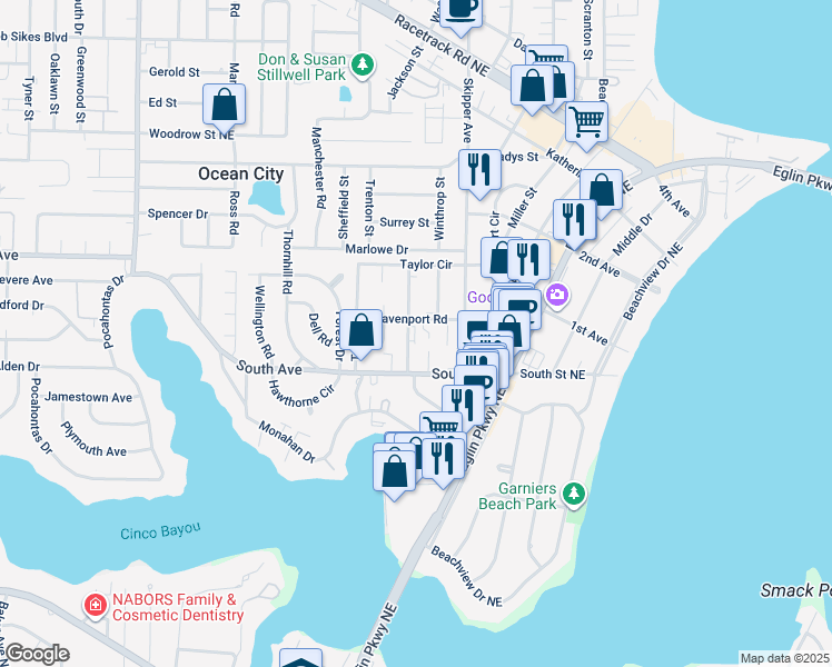 map of restaurants, bars, coffee shops, grocery stores, and more near 5 Tooke Street in Fort Walton Beach